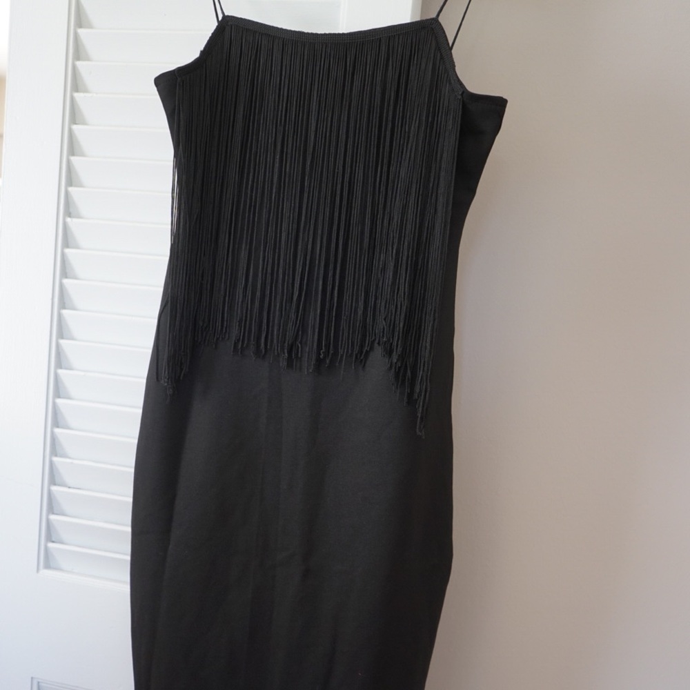 New ZARA Little Black Fringe Dress • Size S
